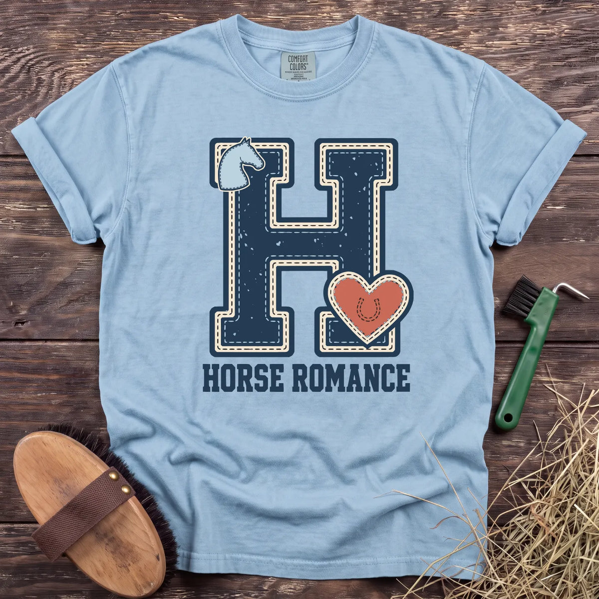 Horse Romance T-Shirt in Chambray [color: Chambray]