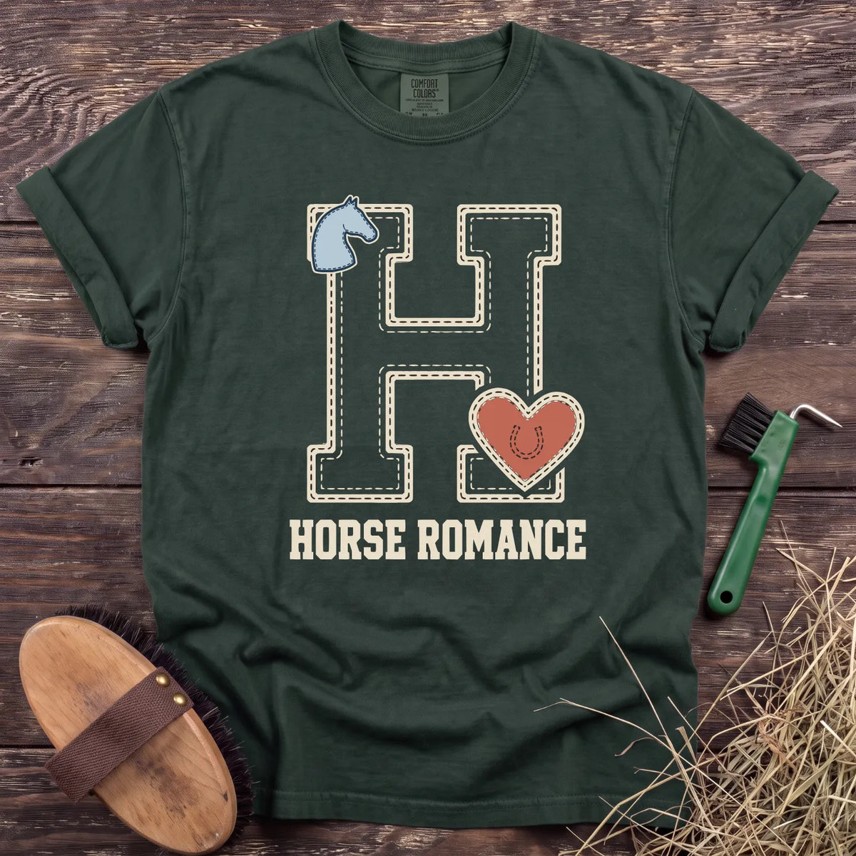 Horse Romance T-Shirt in Moss [color: Moss]