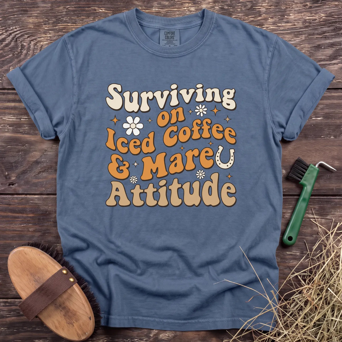 Coffee & Mare Attitude T-Shirt in Blue Jean [color: Blue Jean]