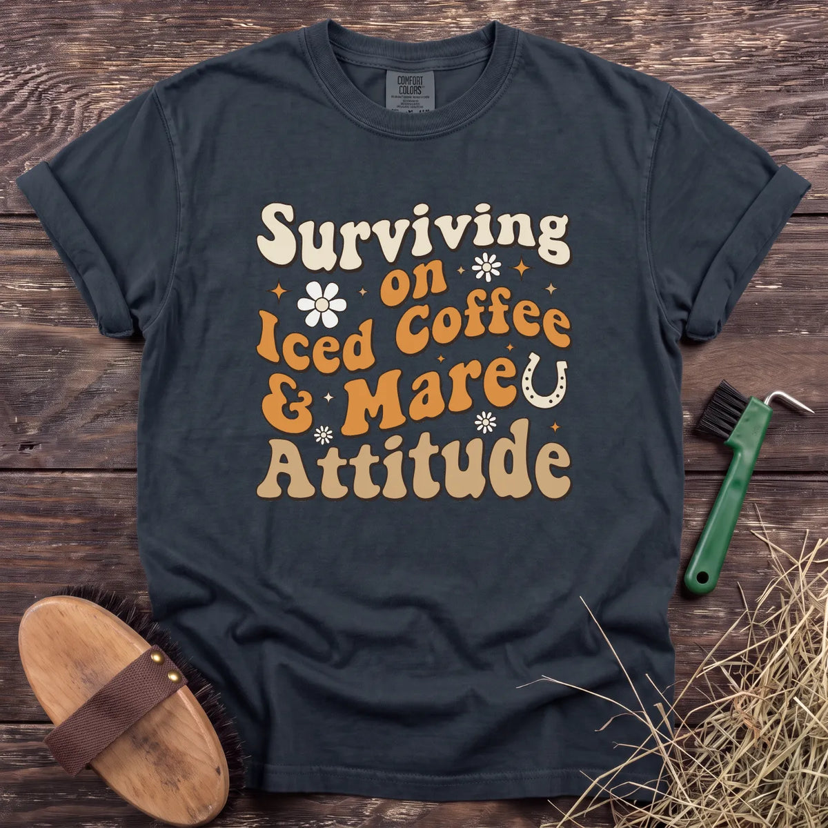 Coffee & Mare Attitude T-Shirt in Graphite [color: Graphite]