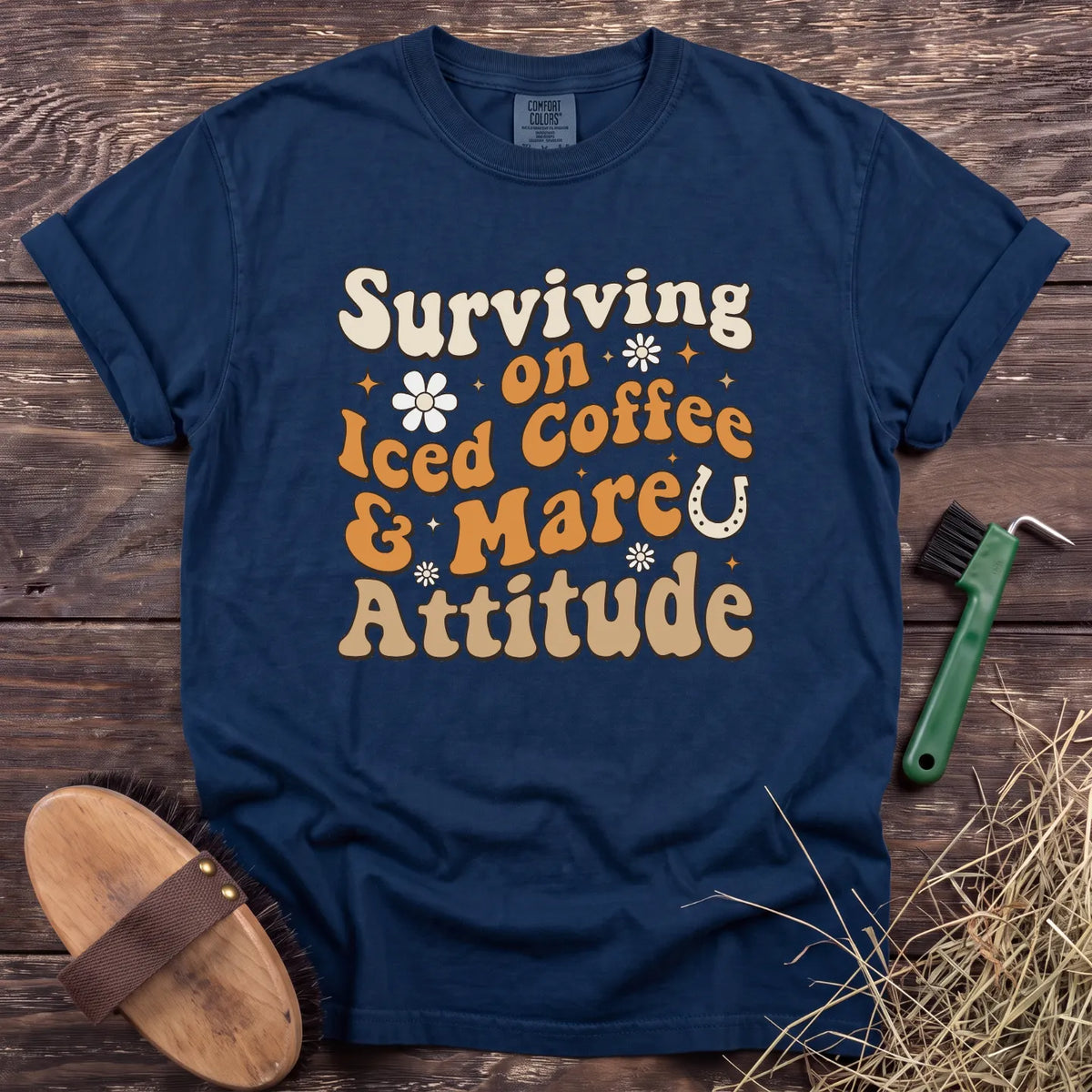 Coffee & Mare Attitude T-Shirt in Navy [color: Navy]