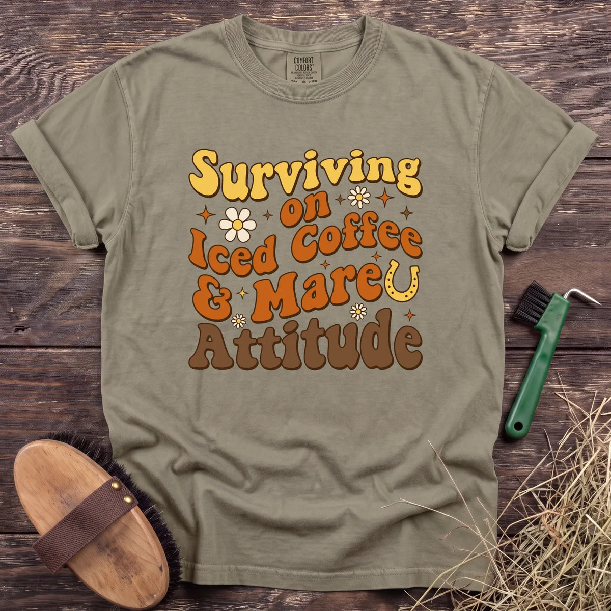 Coffee & Mare Attitude T-Shirt in Sandstone [color: Sandstone]