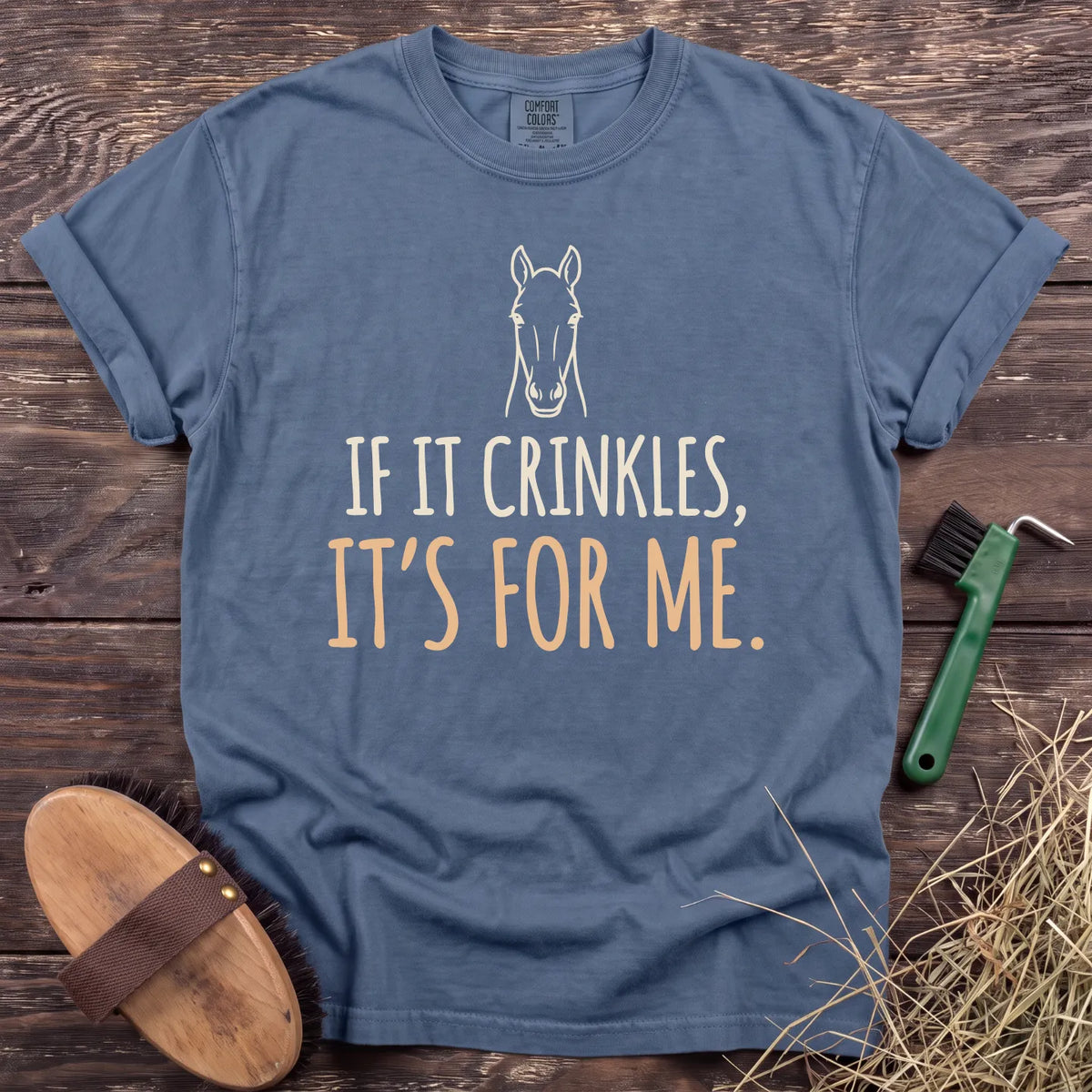 If It Crinkles T-Shirt in Blue Jean [color: Blue Jean]