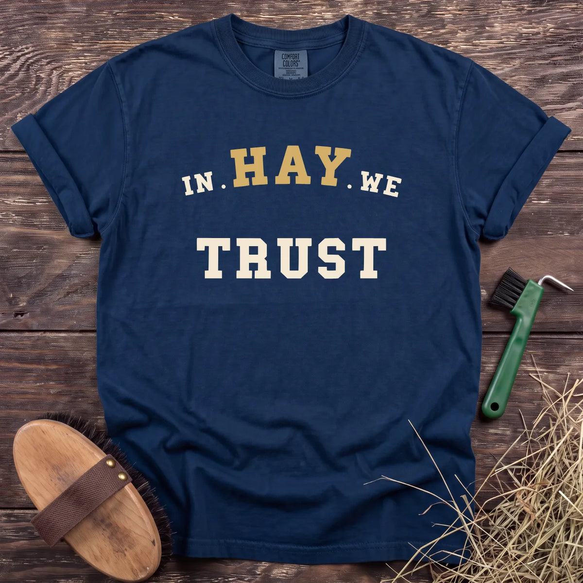 In Hay We Trust T-Shirt in Navy [color: Navy]