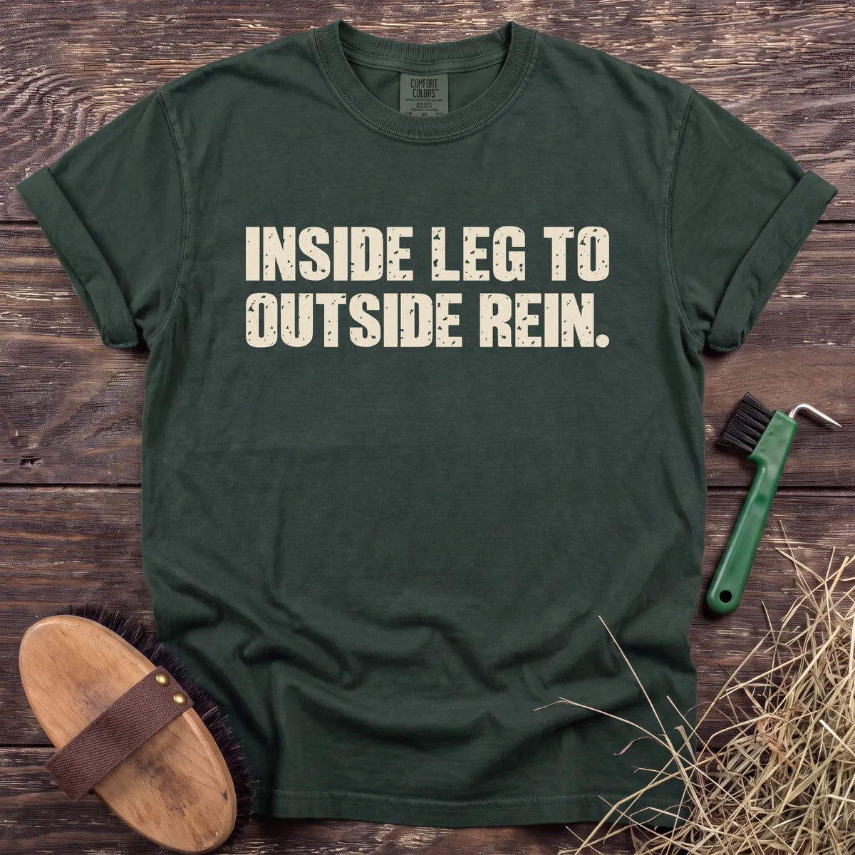 Inside Leg to Outside Rein T-Shirt in Moss [color: Moss]