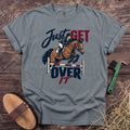 Just Get Over It jumping horse and rider T-shirt in Granite [color: Granite]