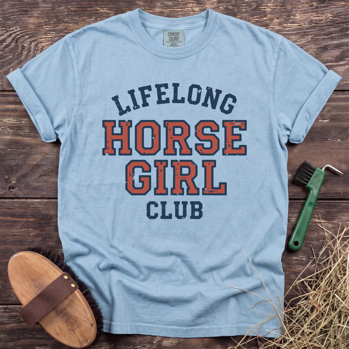 Lifelong Horse Girl Club T-Shirt in Chambray [color: Chambray]