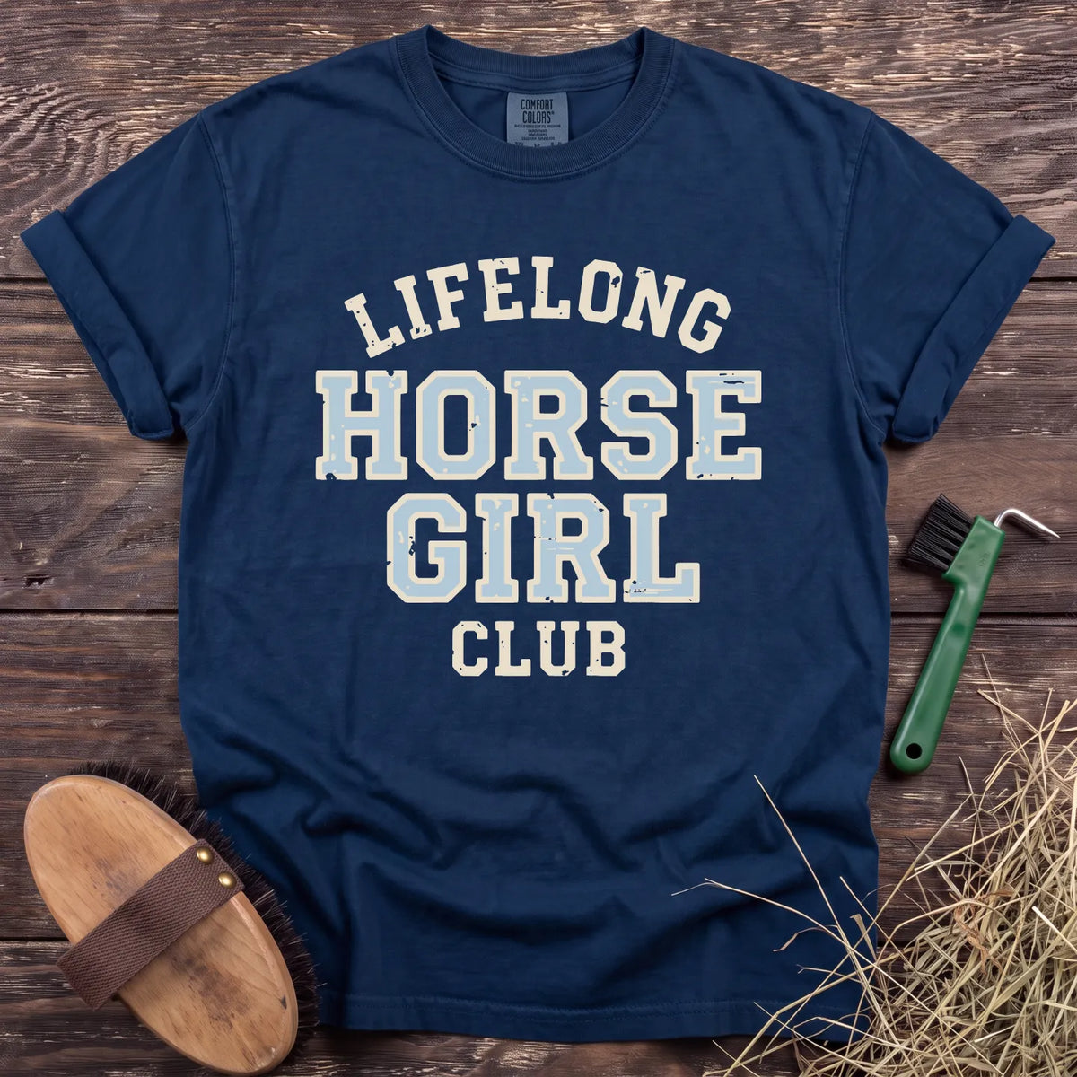 Lifelong Horse Girl Club T-Shirt in Navy [color: Navy]