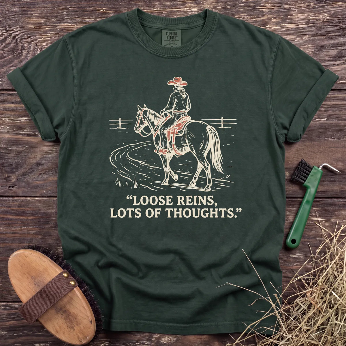 Loose Reins T-Shirt in Moss [color: Moss]