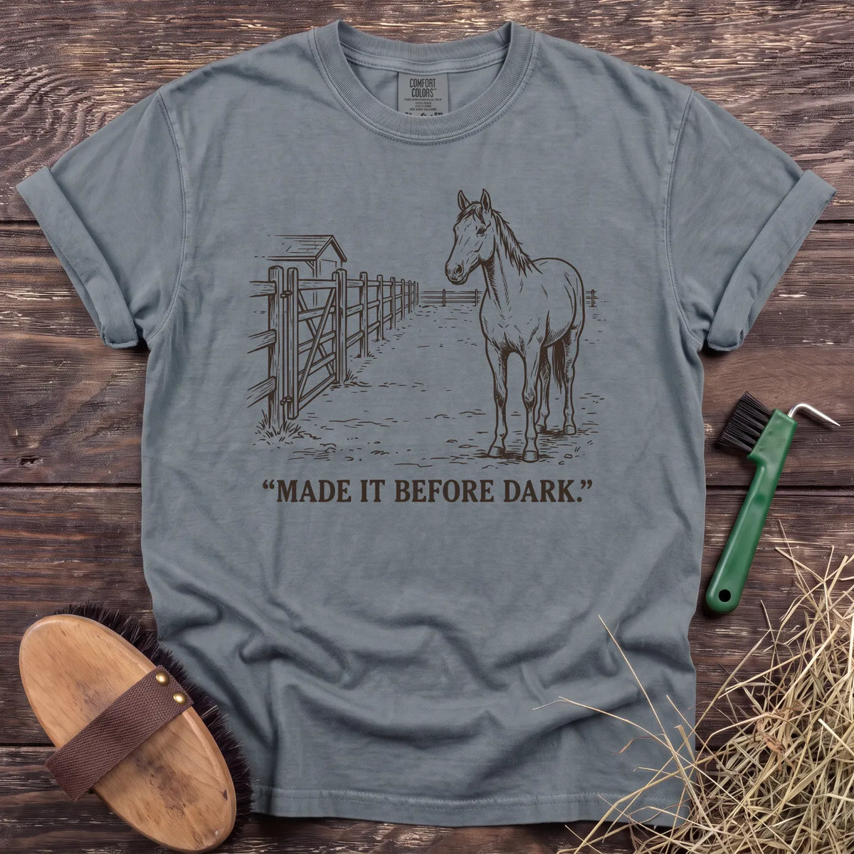 Made It Before Dark T-Shirt in Granite [color: Granite]