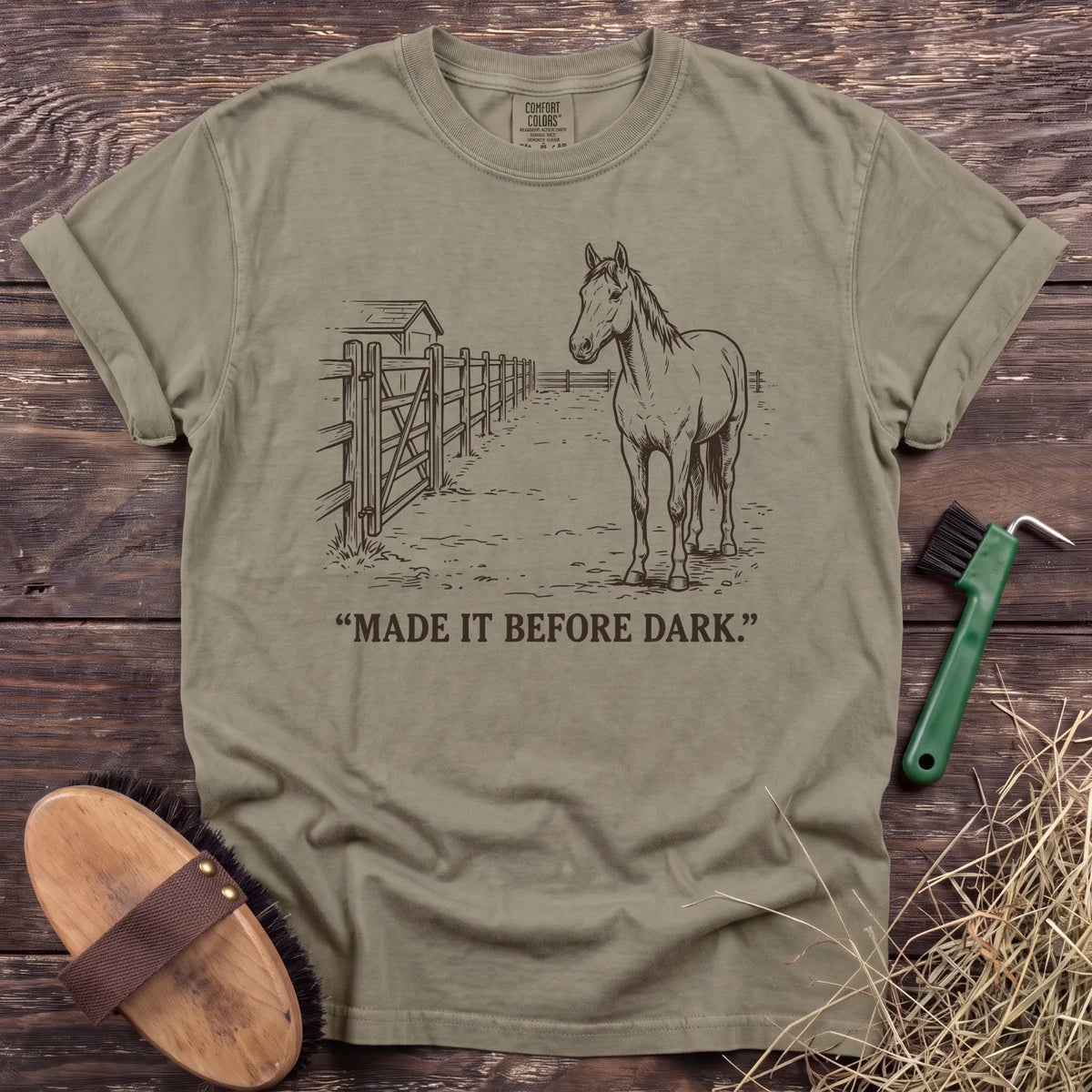 Made It Before Dark T-Shirt in Sandstone [color: Sandstone]