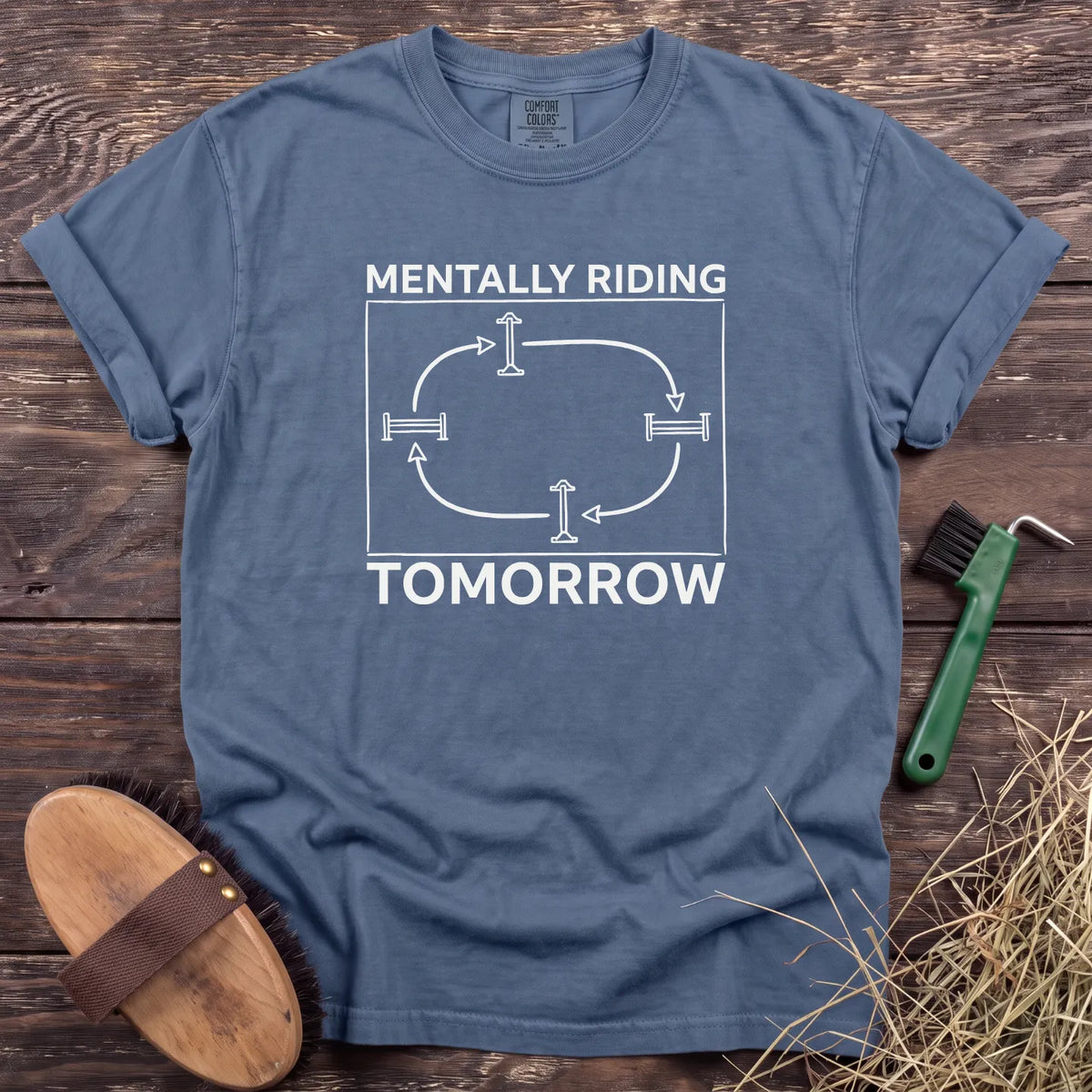 Mentally Riding T-Shirt in Blue Jean [color: Blue Jean]
