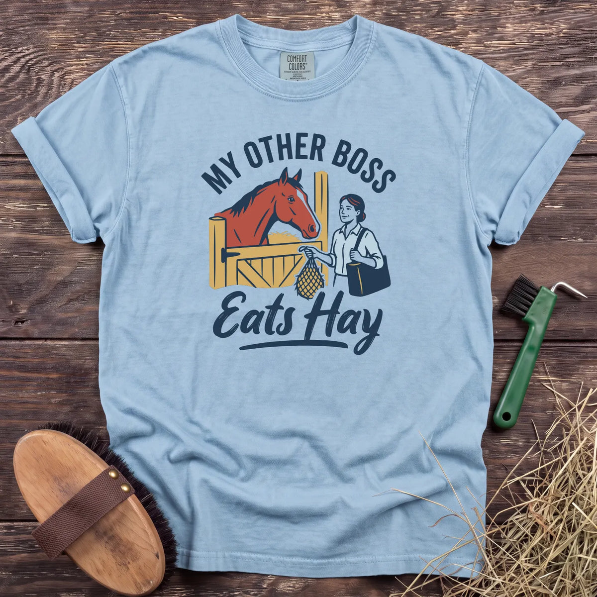 My Boss Eats Hay T-Shirt in Chambray [color: Chambray]
