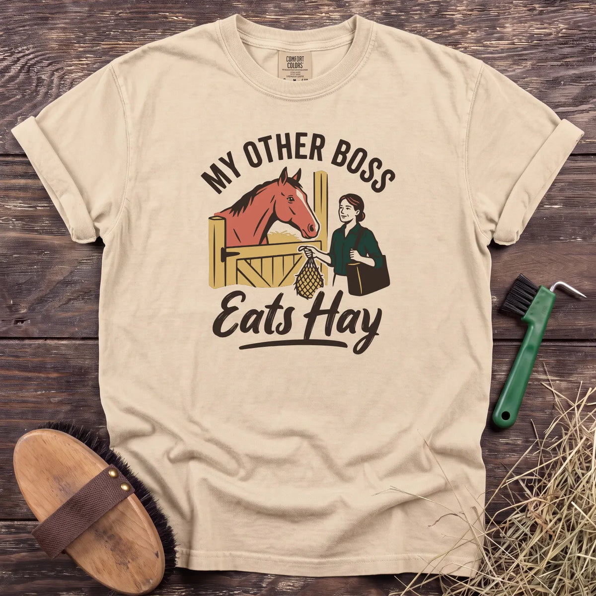 My Boss Eats Hay T-Shirt in Ivory [color: Ivory]