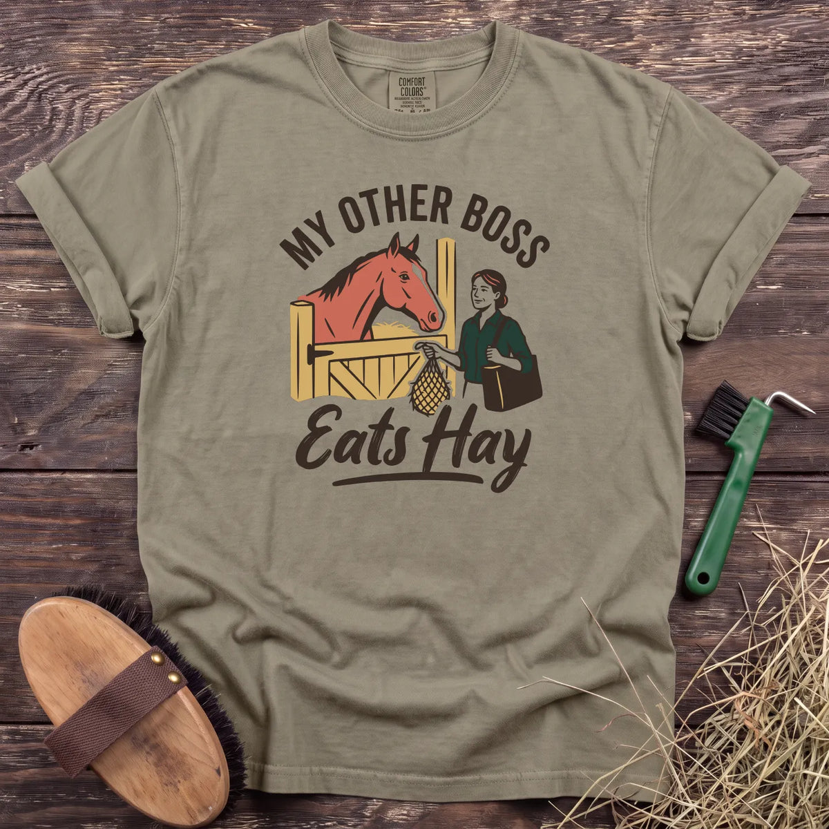 My Boss Eats Hay T-Shirt in Sandstone [color: Sandstone]