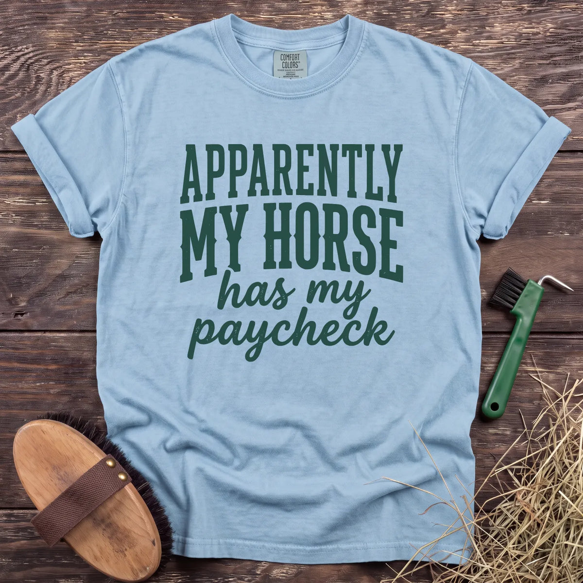 My Horse’s Paycheck T-Shirt in Chambray [color: Chambray]