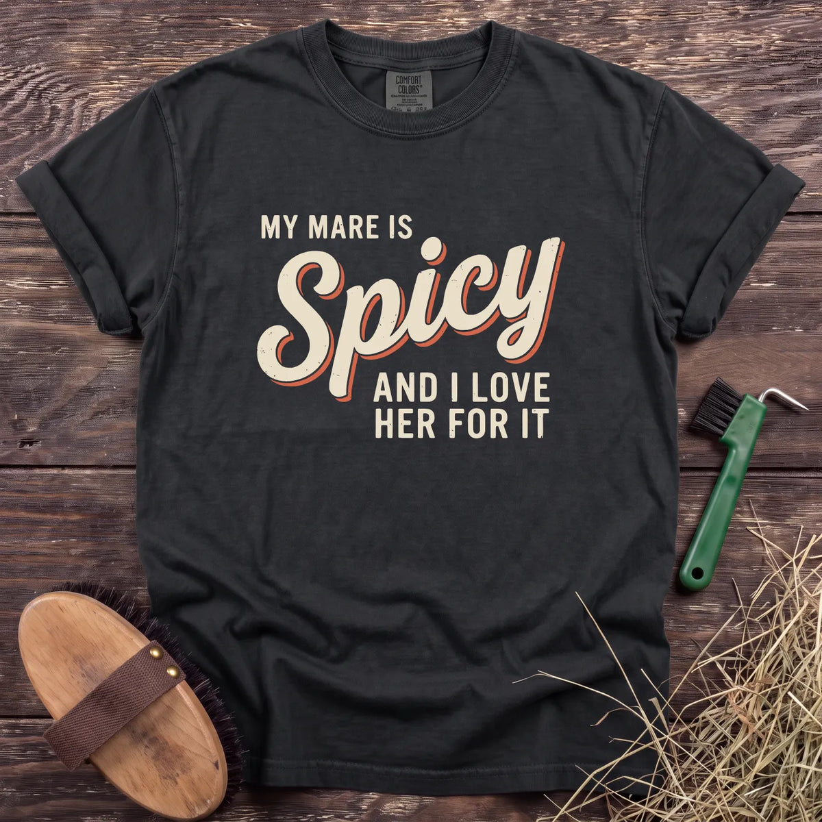 My Mare Is Spicy T-Shirt in Black [color: Black]