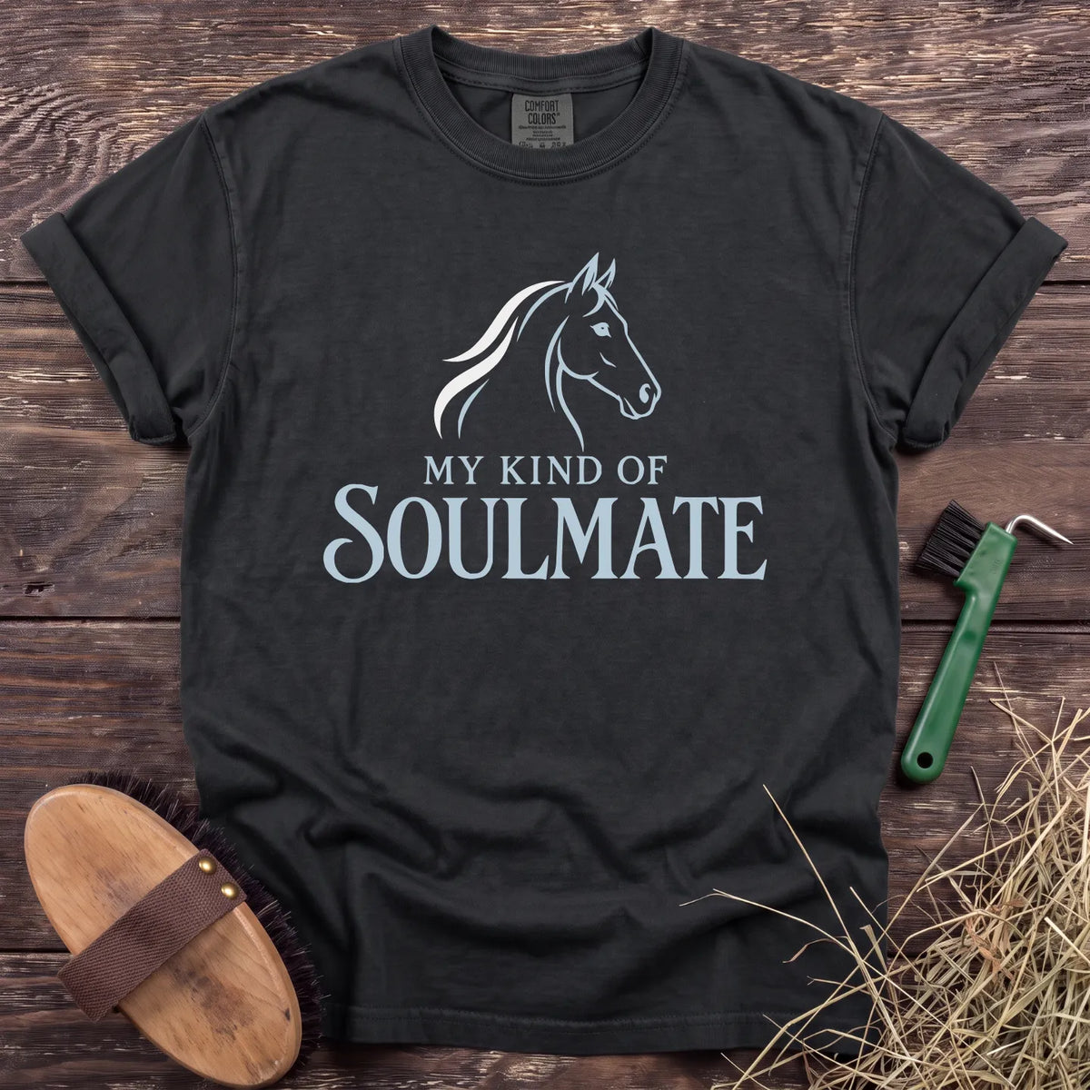 My Kind of Soulmate horse graphic T-shirt in Black [color: Black]