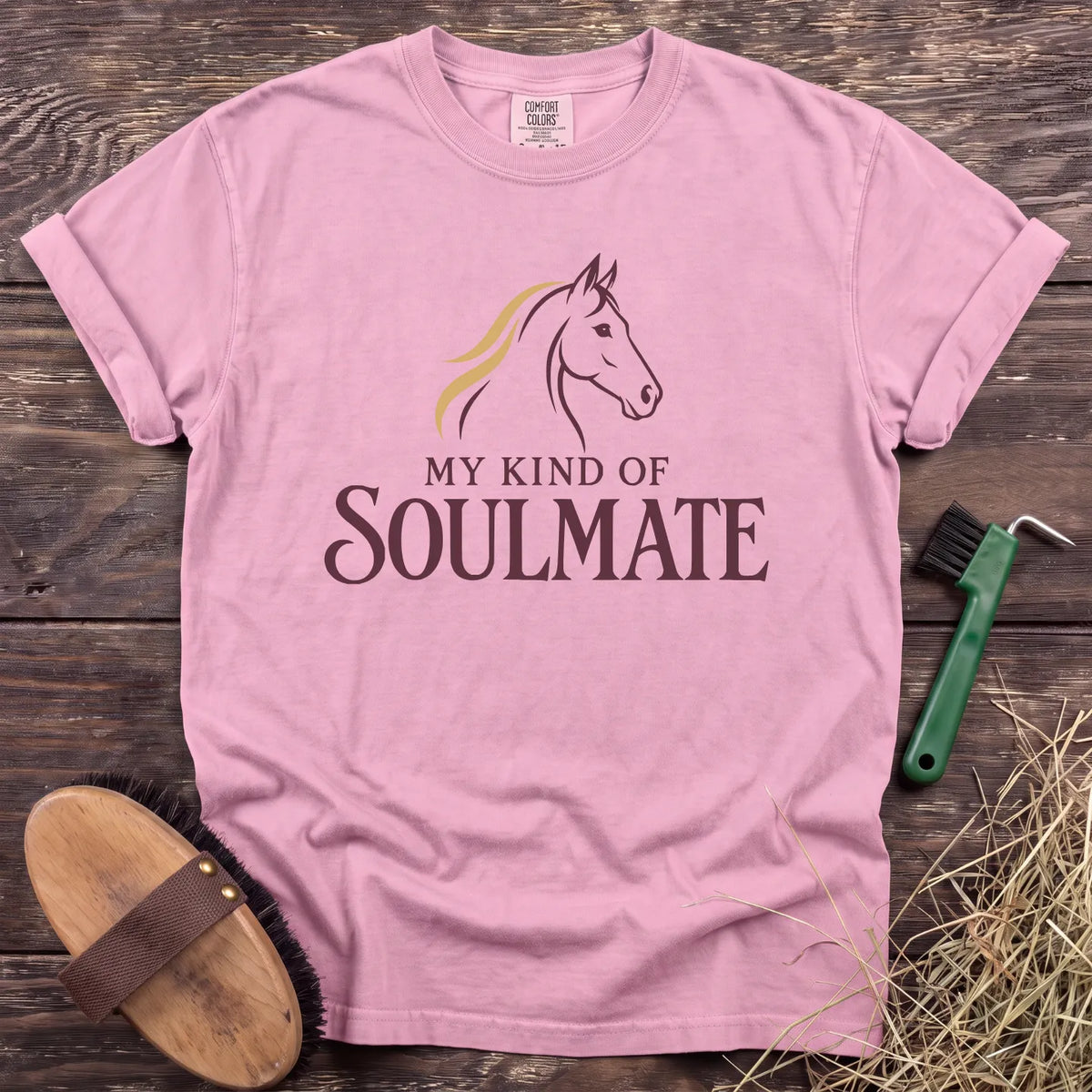 My Kind of Soulmate horse graphic T-shirt in Blossom [color: Blossom]