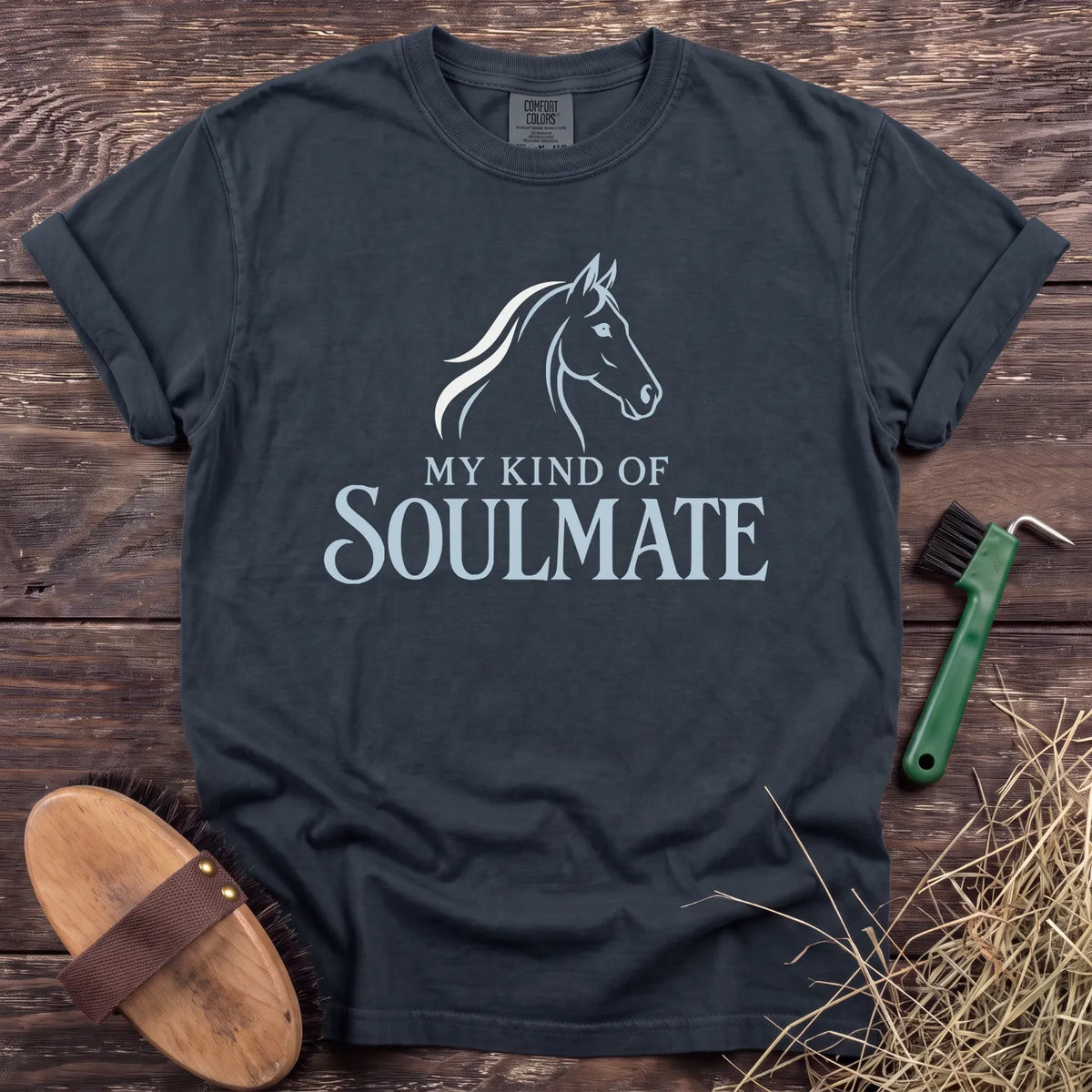 My Kind of Soulmate horse graphic T-shirt in Graphite [color: Graphite]