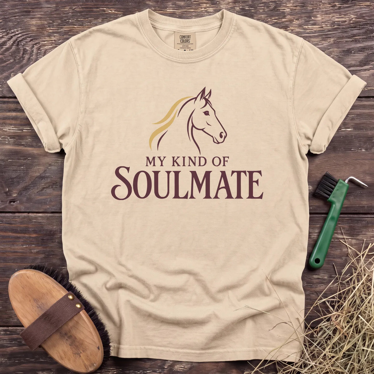 My Kind of Soulmate horse graphic T-shirt in Ivory [color: Ivory]