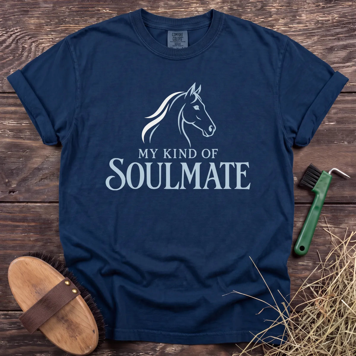 My Kind of Soulmate horse graphic T-shirt in Navy [color: Navy]