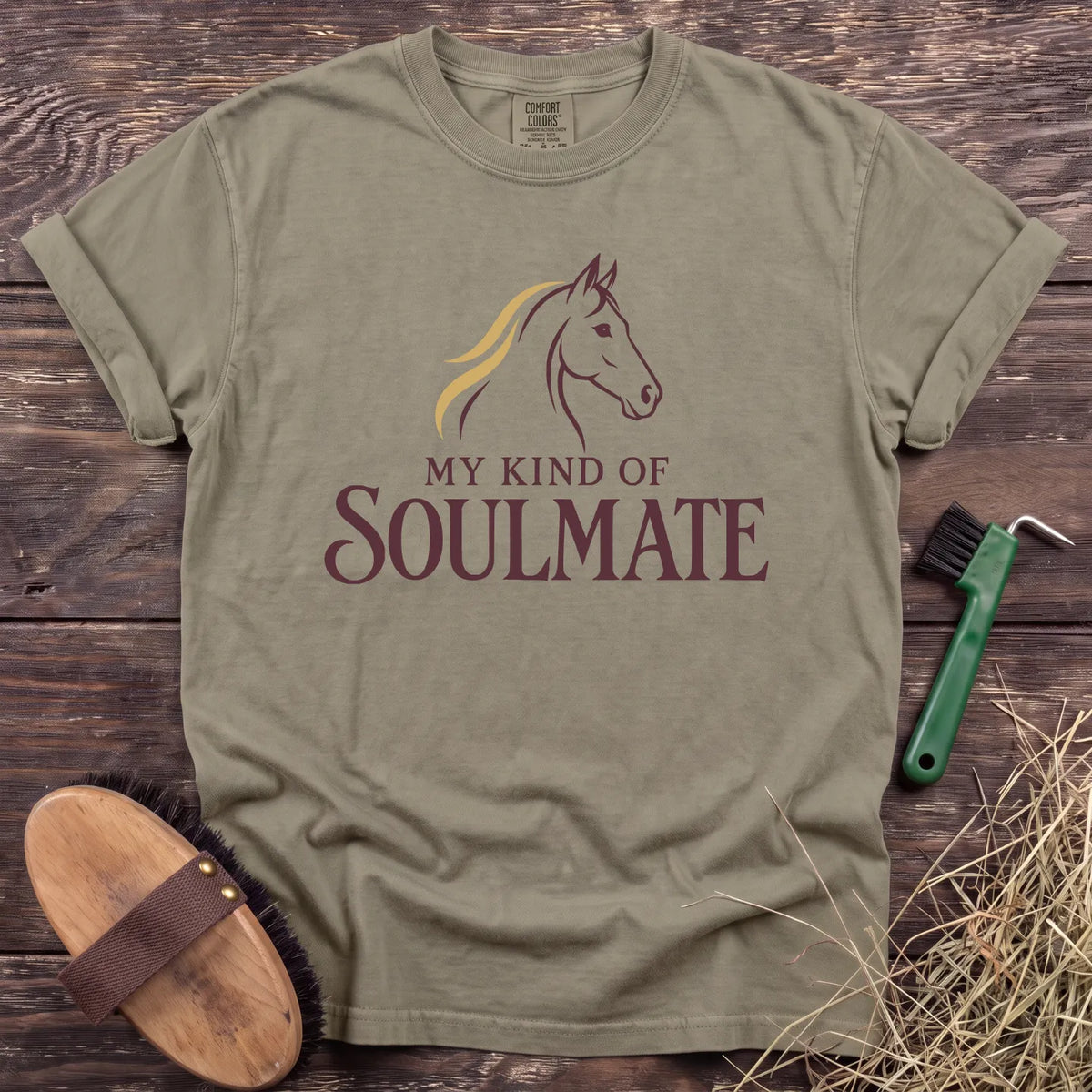 My Kind of Soulmate horse graphic T-shirt in Sandstone [color: Sandstone]