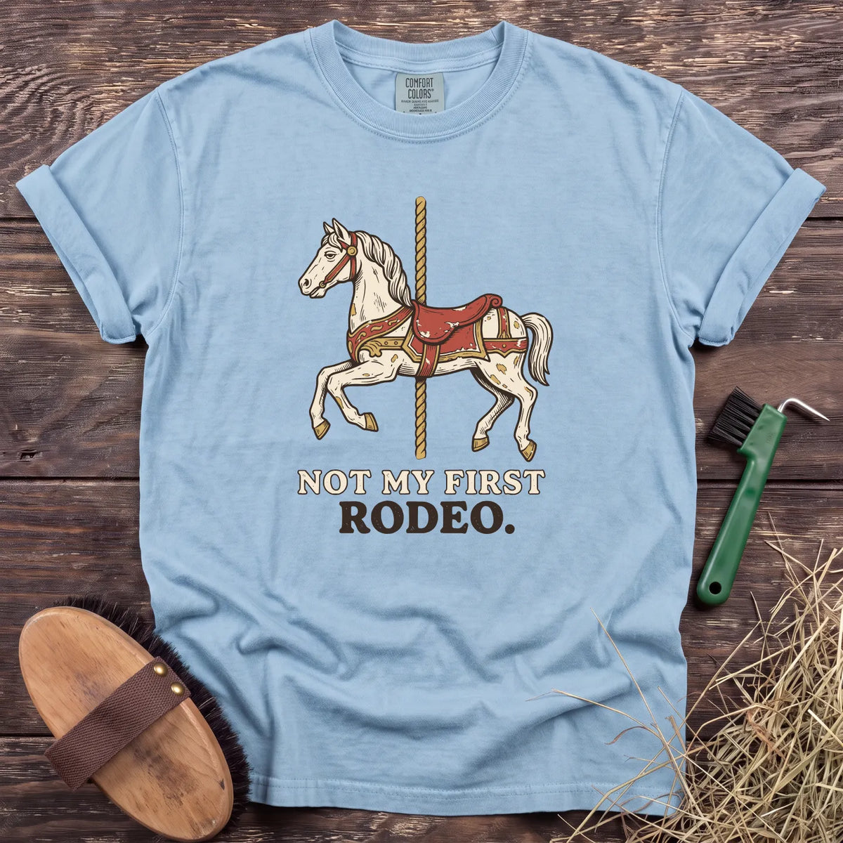 Not My First Rodeo T-Shirt in Chambray [color: Chambray]