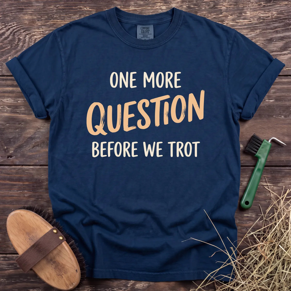 One More Question T-Shirt in Navy [color: Navy]