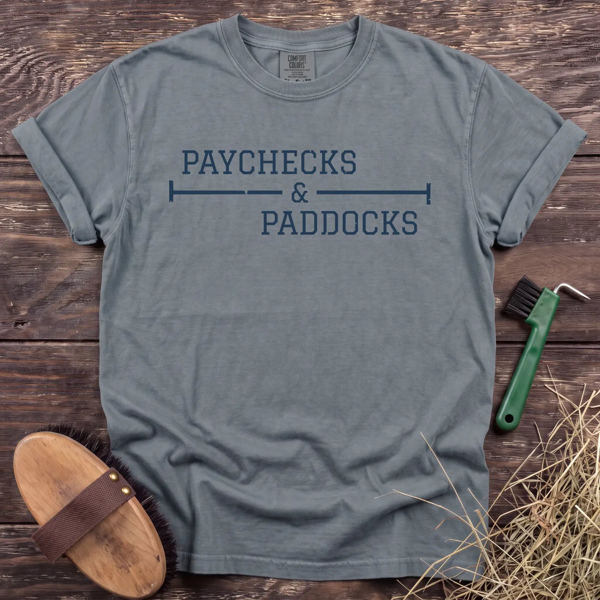 Paychecks & Paddocks T-Shirt in Granite [color: Granite]