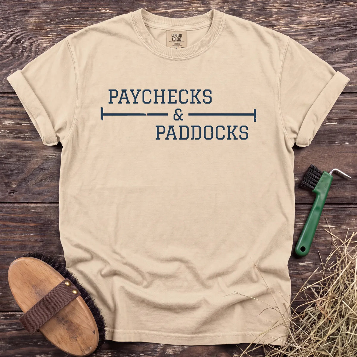 Paychecks & Paddocks T-Shirt in Ivory [color: Ivory]