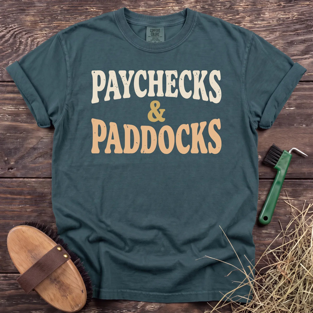 Paychecks & Paddocks T-Shirt in Blue Spruce [color: Blue Spruce]