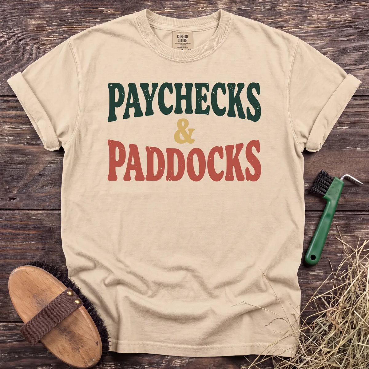 Paychecks & Paddocks T-Shirt in Ivory [color: Ivory]