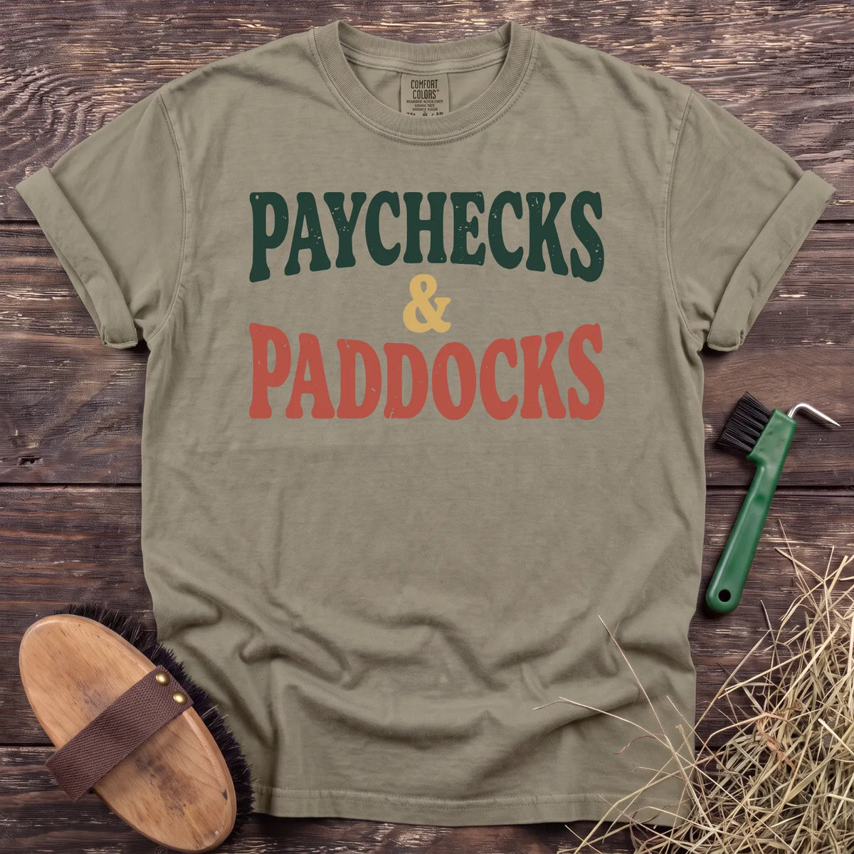 Paychecks & Paddocks T-Shirt in Sandstone [color: Sandstone]