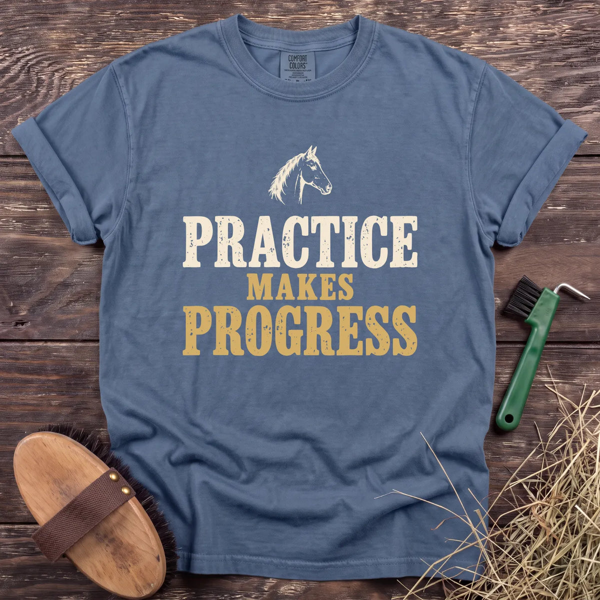 Practice Makes Progress T-Shirt in Blue Jean [color: Blue Jean]
