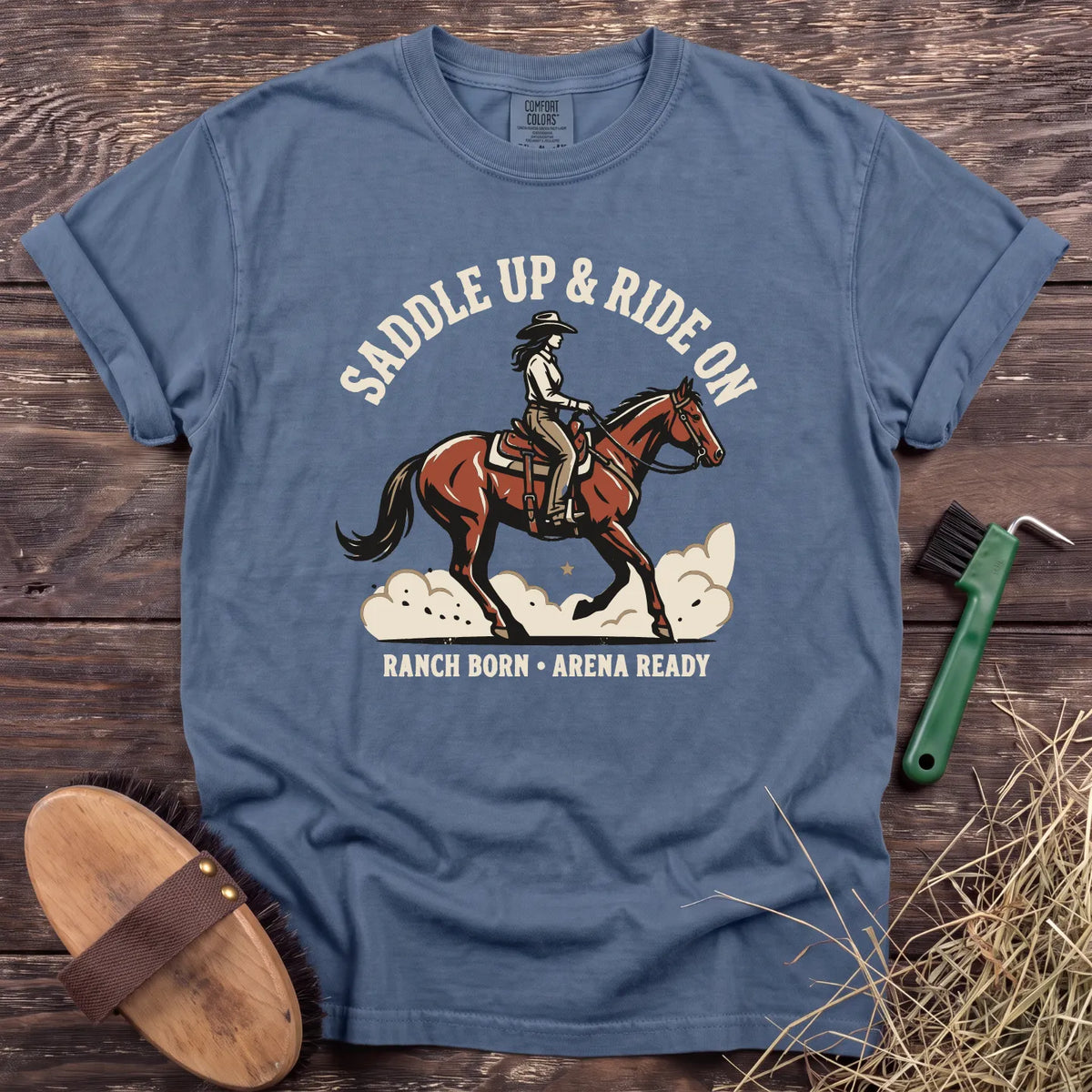 Ranch Born Arena Ready T-Shirt in Blue Jean [color: Blue Jean]