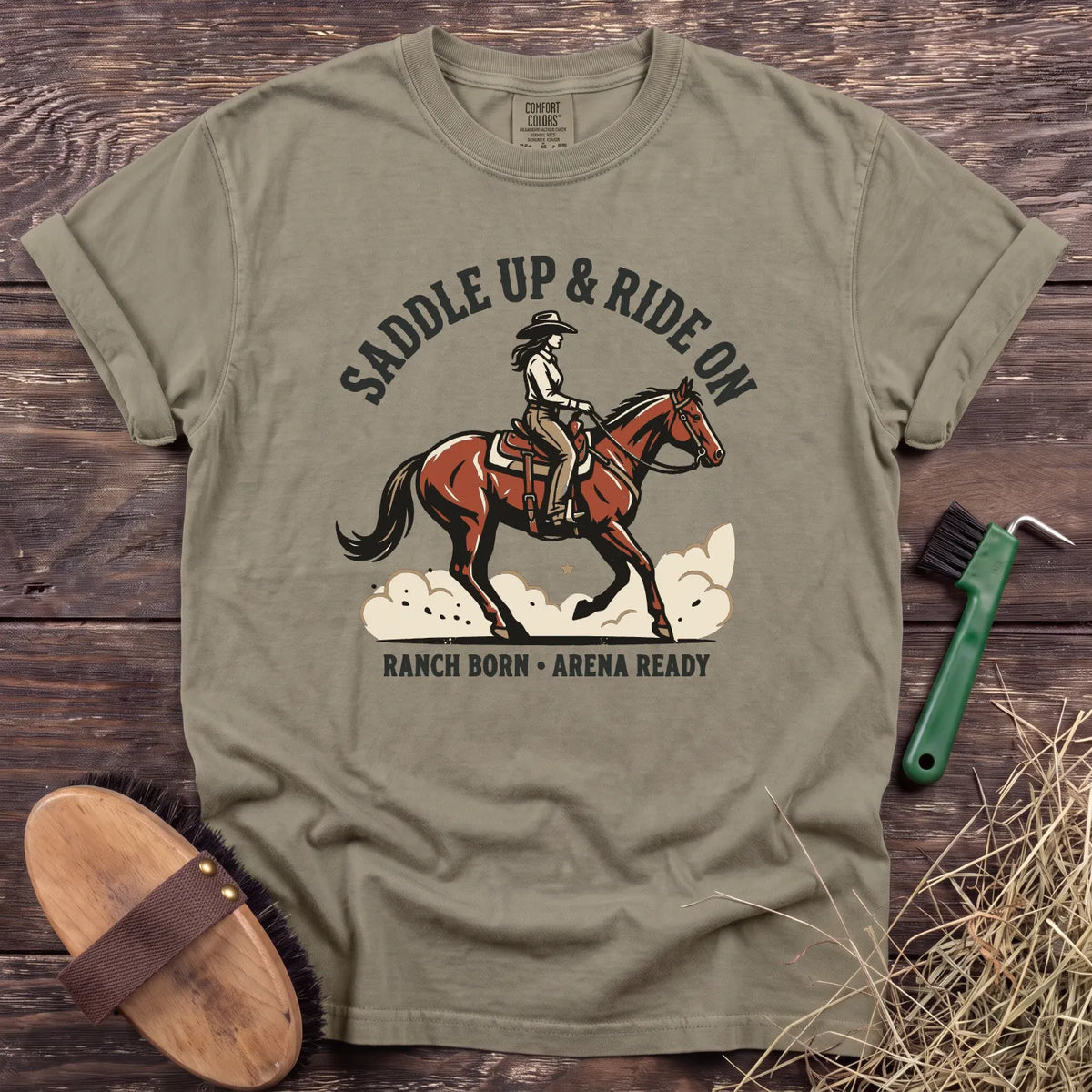 Ranch Born Arena Ready T-Shirt in Sandstone [color: Sandstone]