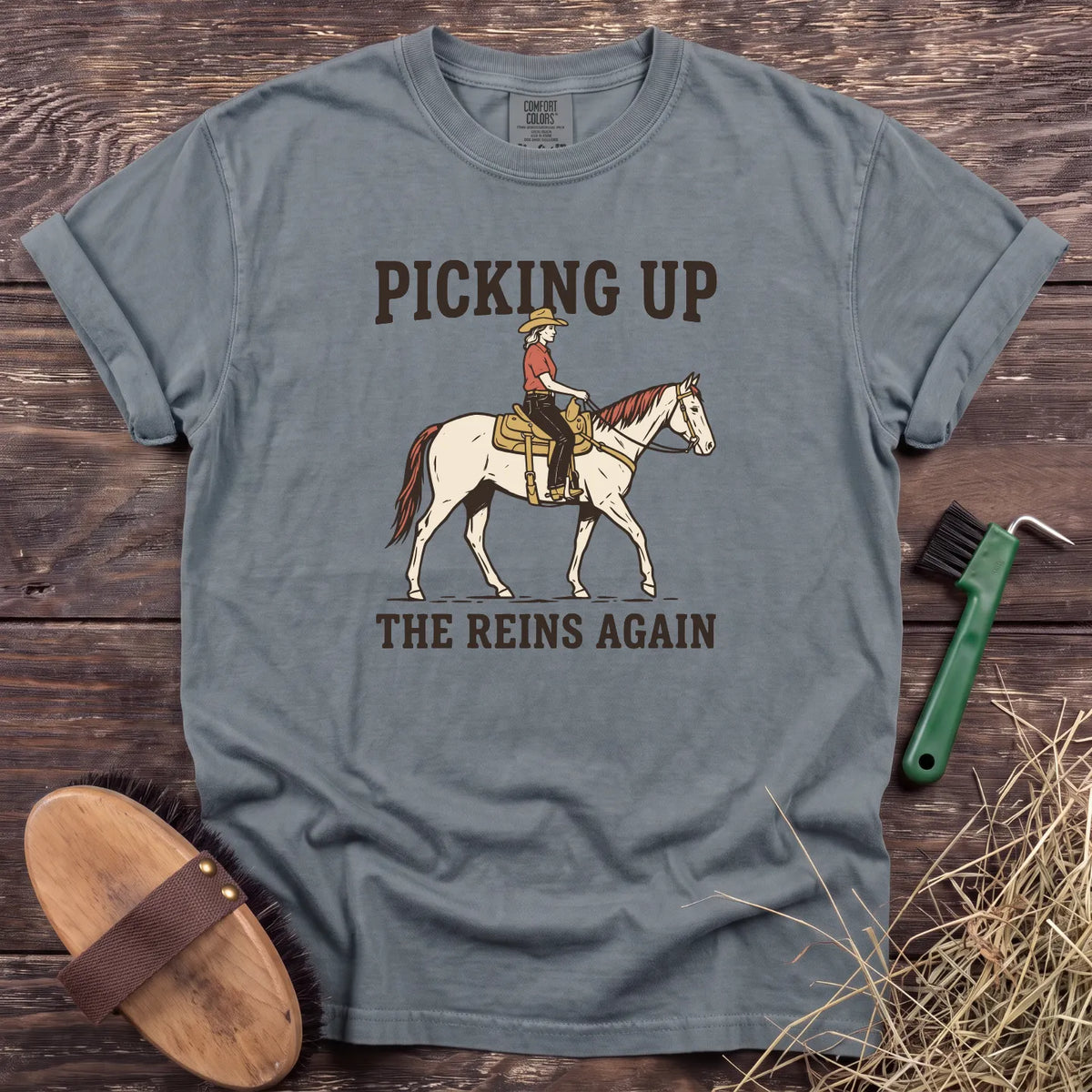 Reins Again T-Shirt in Granite [color: Granite]