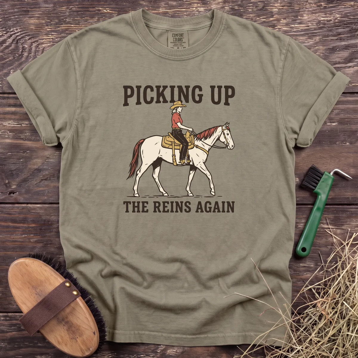 Reins Again T-Shirt in Sandstone [color: Sandstone]