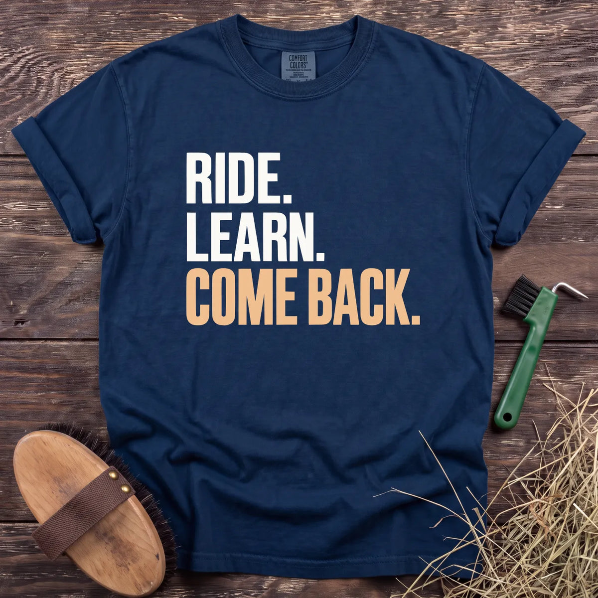 Ride Learn Come Back T-Shirt in Navy [color: Navy]