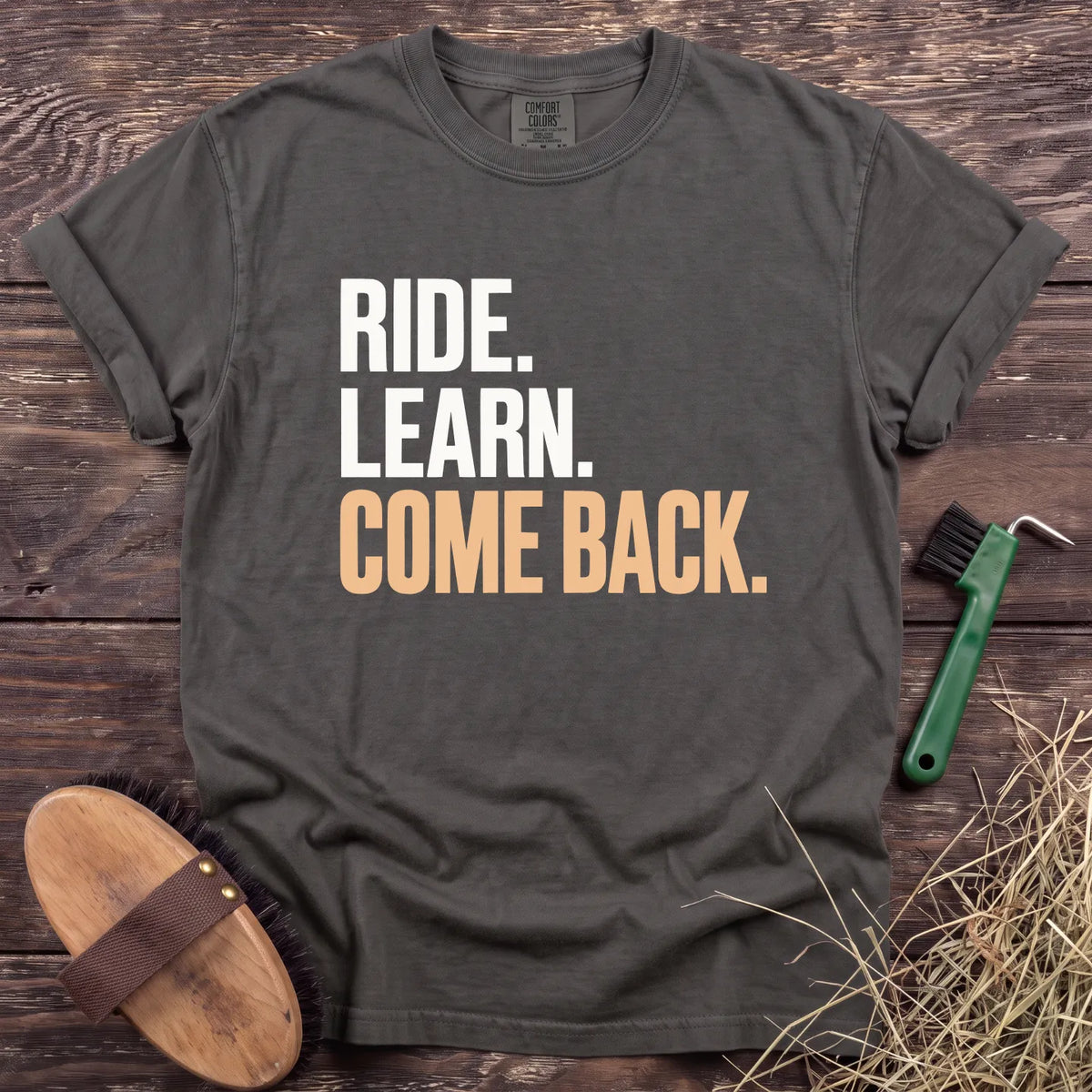 Ride Learn Come Back T-Shirt in Pepper [color: Pepper]