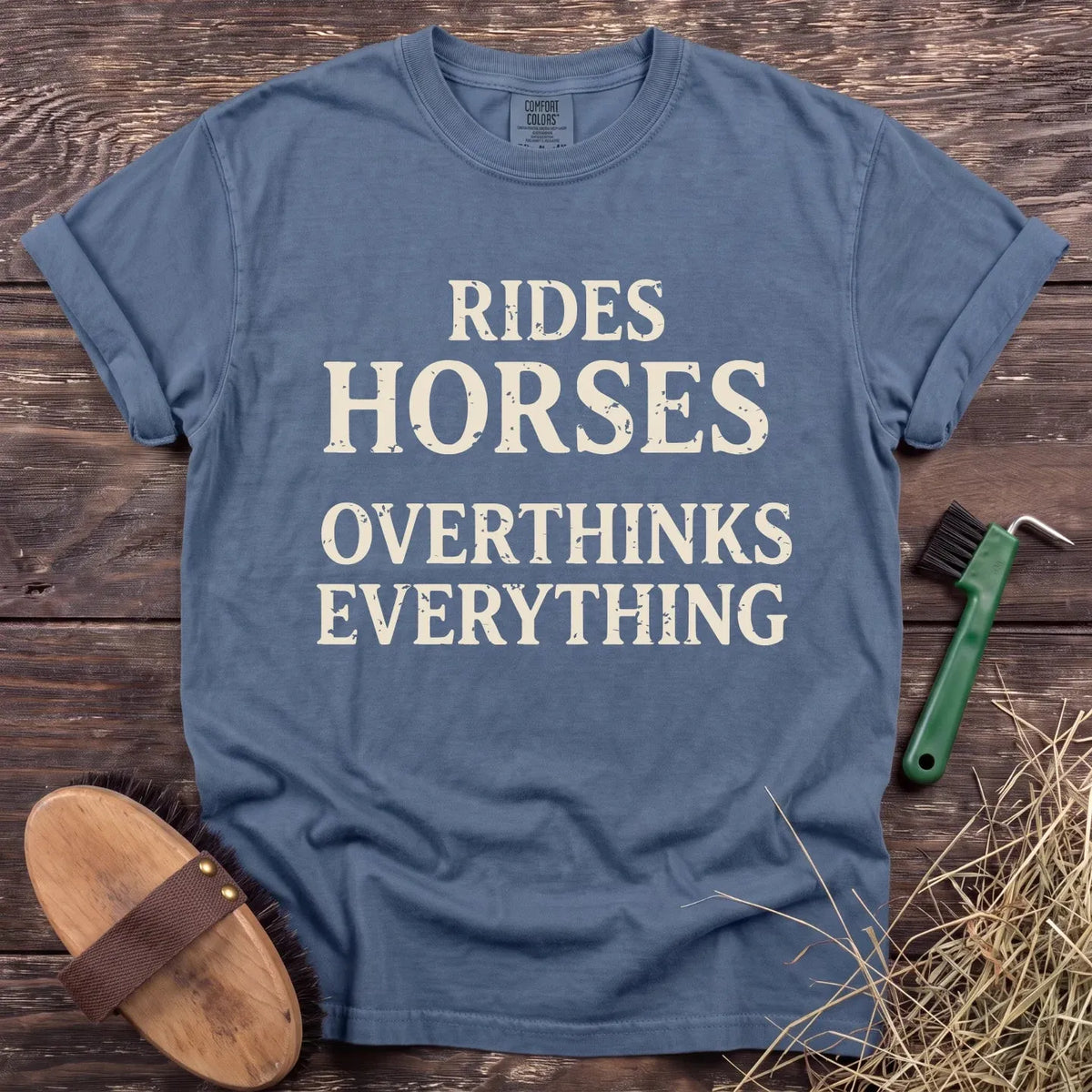 Rides & Overthinks T-Shirt in Blue Jean [color: Blue Jean]
