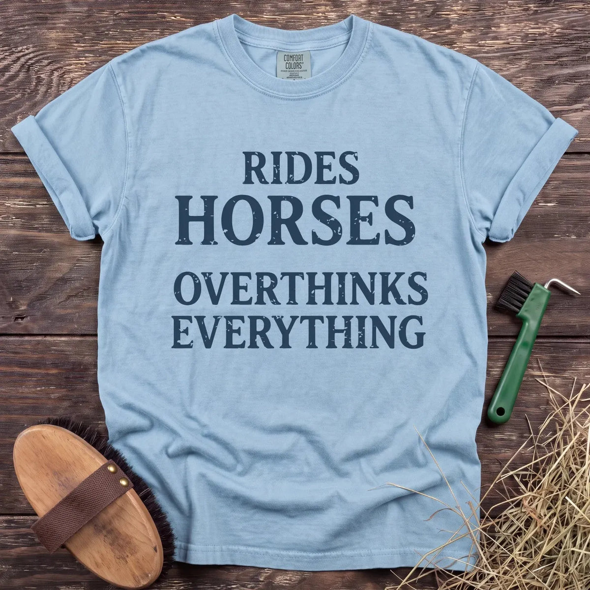 Rides & Overthinks T-Shirt in Chambray [color: Chambray]