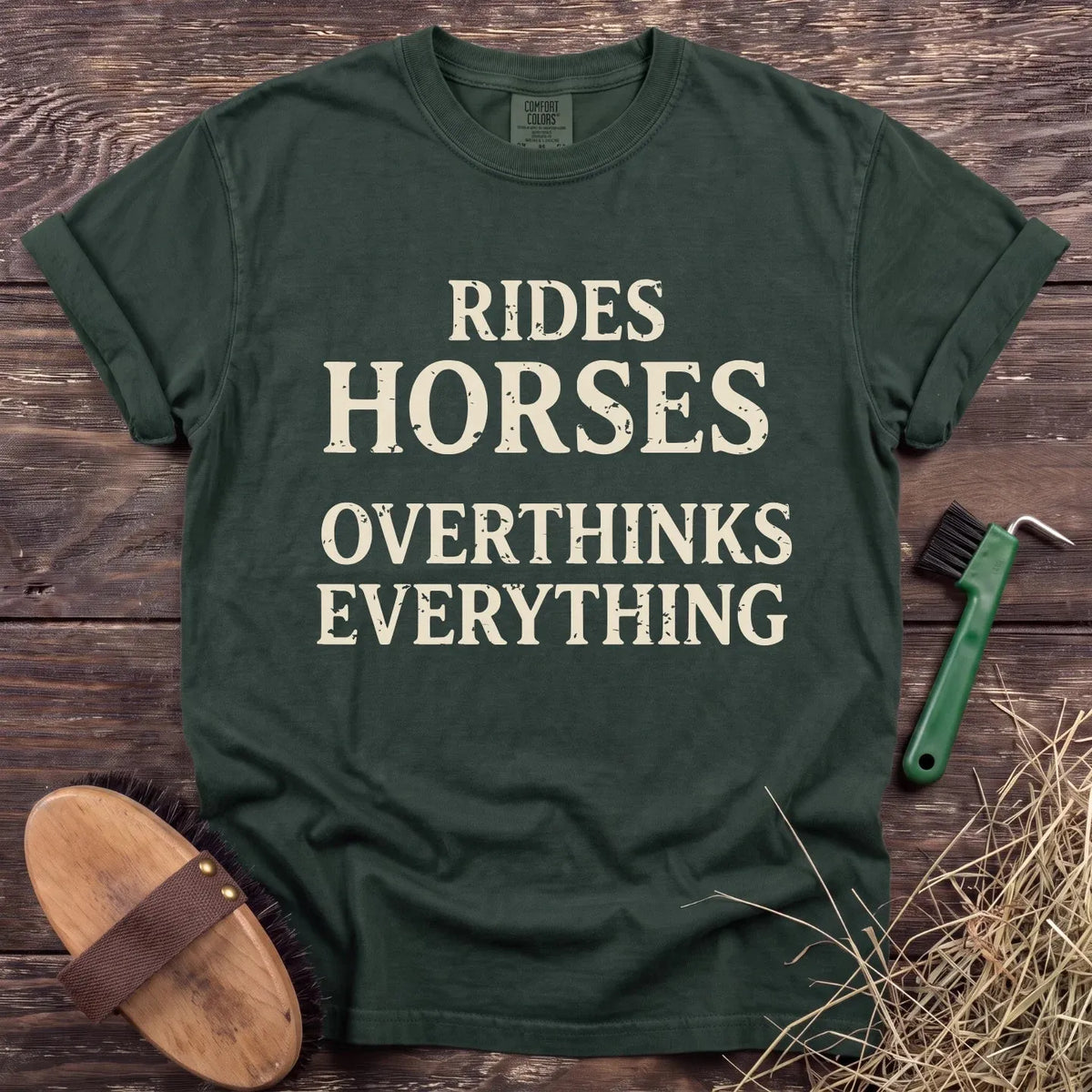 Rides & Overthinks T-Shirt in Moss [color: Moss]