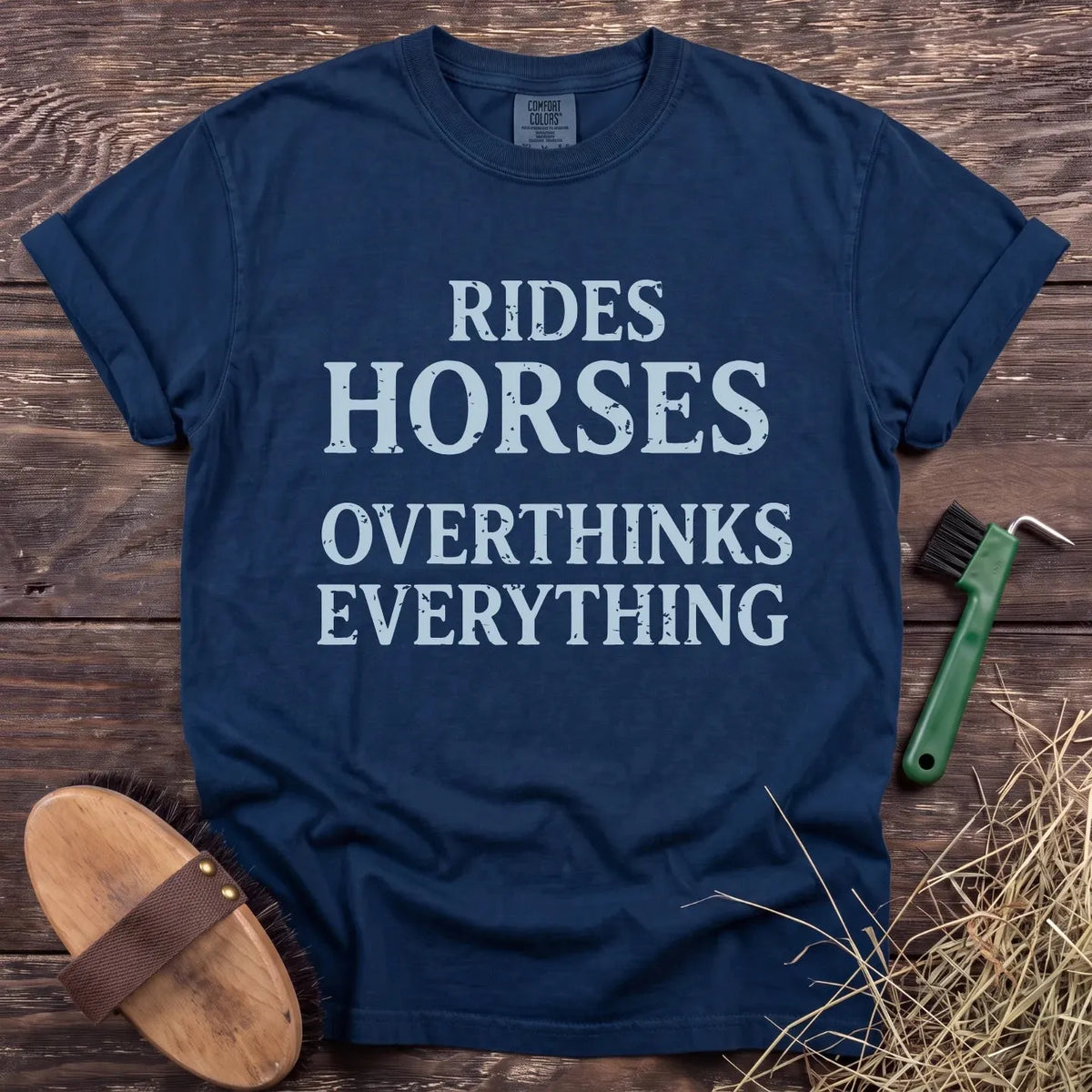 Rides & Overthinks T-Shirt in Navy [color: Navy]