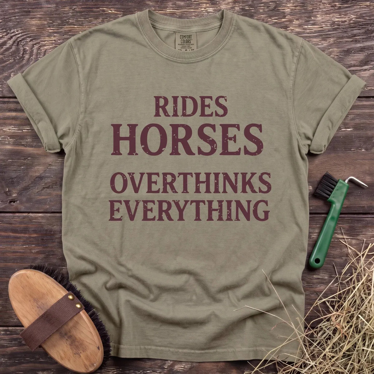 Rides & Overthinks T-Shirt in Sandstone [color: Sandstone]