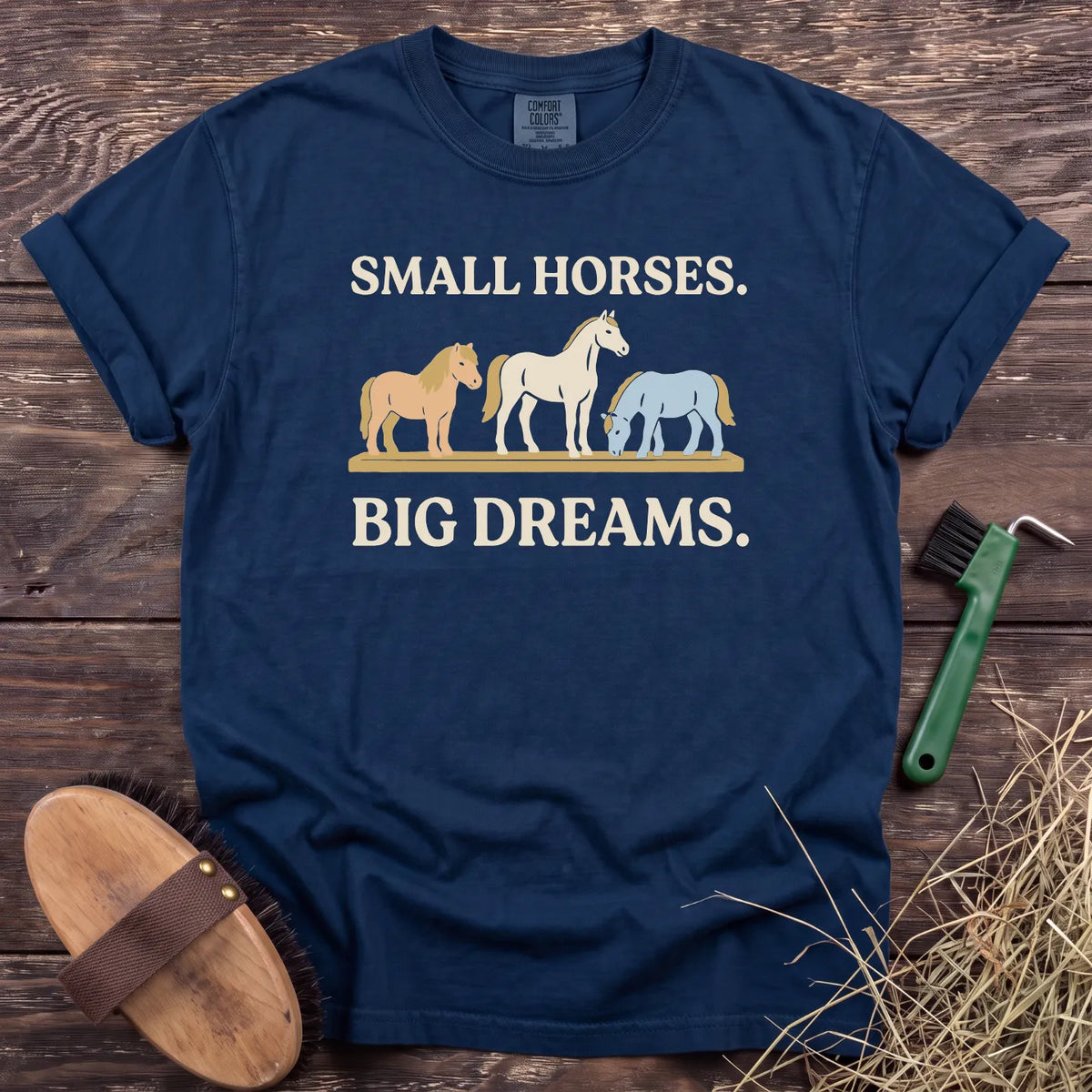 Small Horses Big Dreams T-Shirt in Navy [color: Navy]