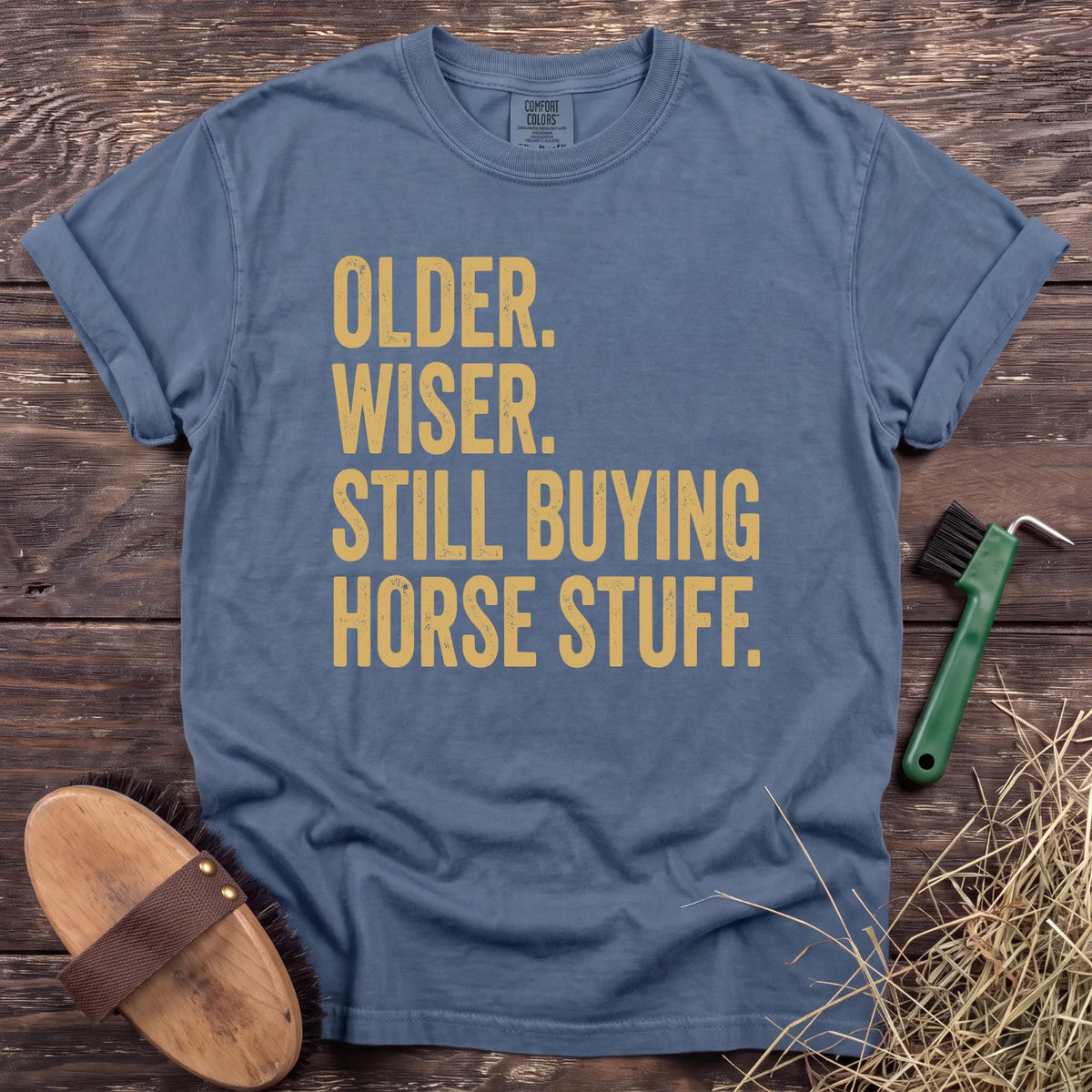 Still Buying Horse Stuff T-Shirt in Blue Jean [color: Blue Jean]