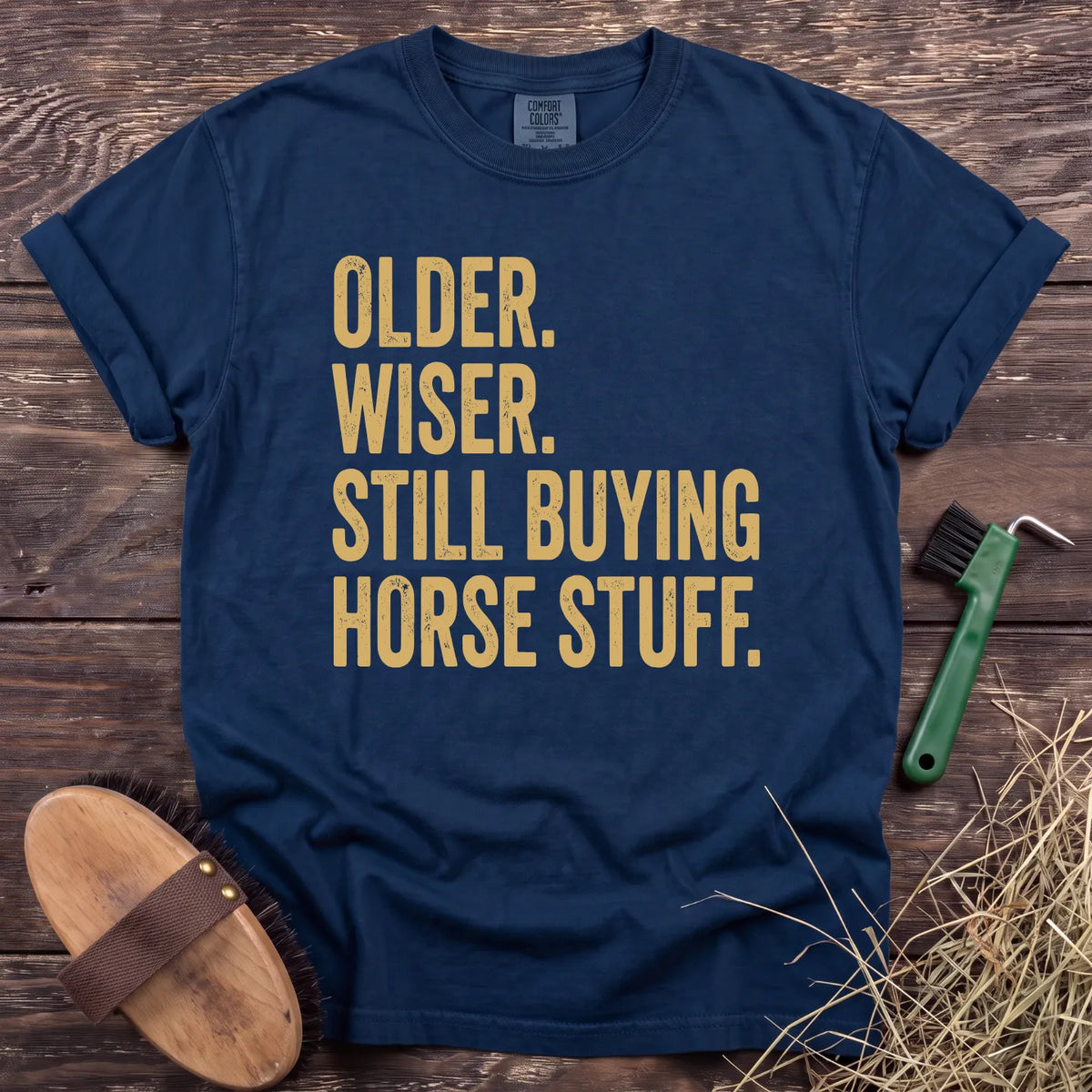 Still Buying Horse Stuff T-Shirt in Navy [color: Navy]
