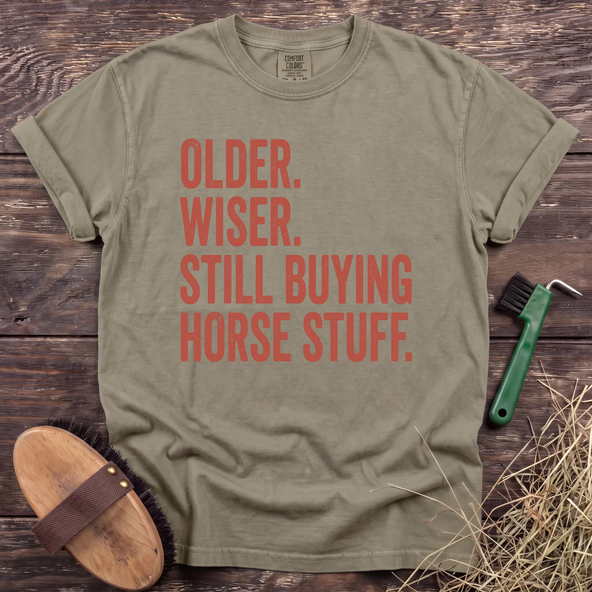 Still Buying Horse Stuff T-Shirt in Sandstone [color: Sandstone]